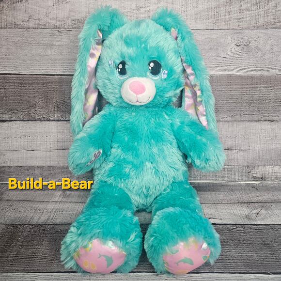 Build-A-Bear Workshop BAB Ocean Vibes Beach Bunny Plush Stuffed Animal Teal Gift - Picture 1 of 4